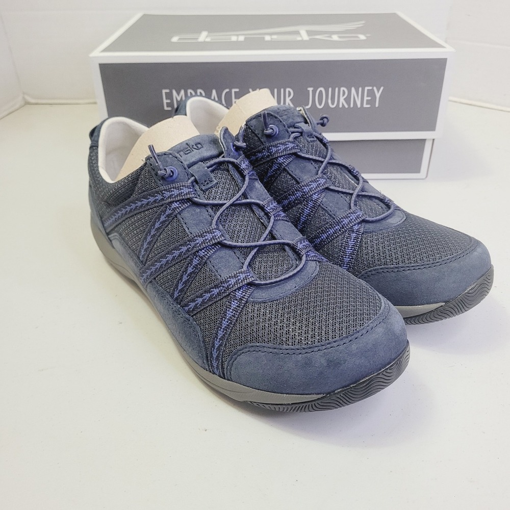Dansko Women's Harlyn Sneaker Size 41 (US 10.5) Blue Suede Bungee Walking Shoes - Picture 8 of 15